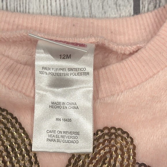 Disney Junior Baby Girls Minnie Mouse Pink Plush Sweatshirt with Lt tan leggings - Picture 3 of 7